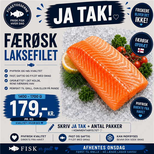 Færøsk laksefilet - 1400-1700 g