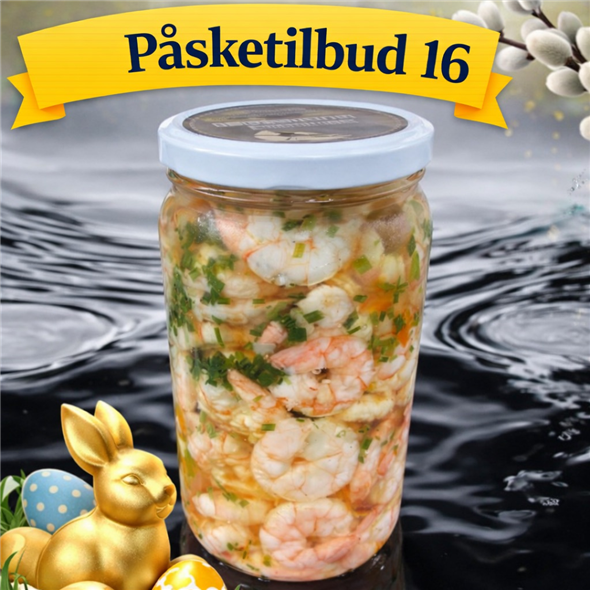 Påsketilbud 16 - Hvidløgs rejer