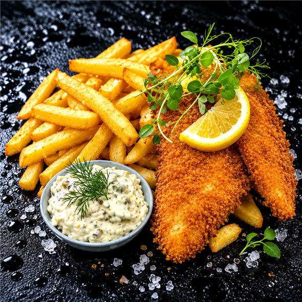 Rødspættefilet med pommes frites